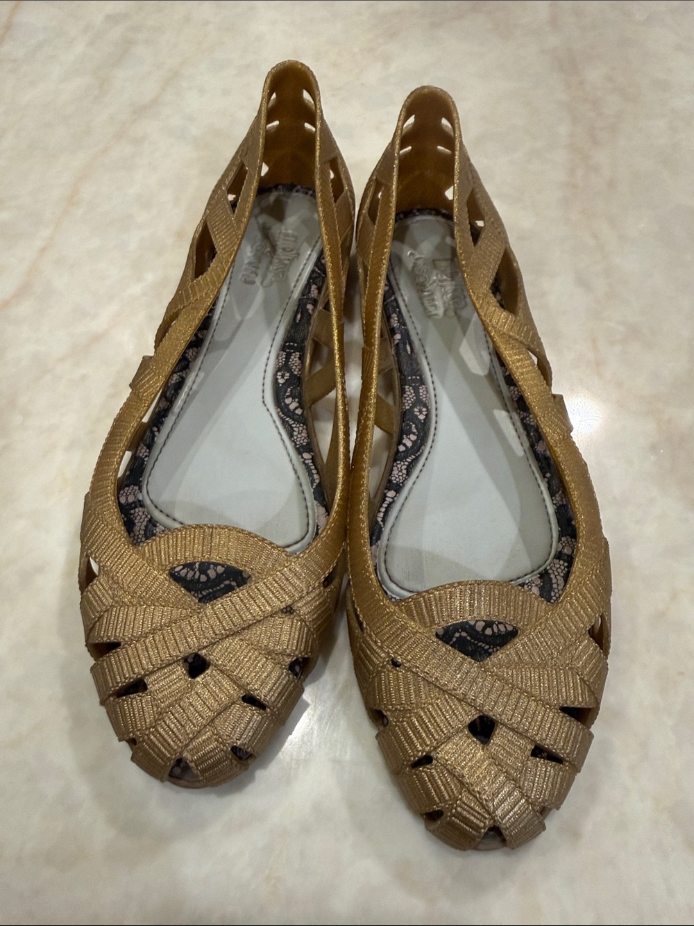 Melissa Metallic Gold Woven Slip-On Flats